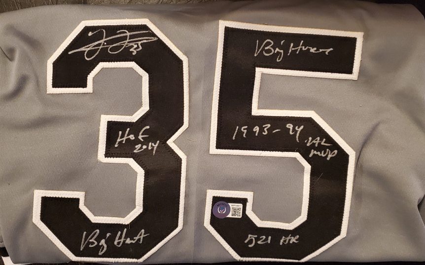 Frank Thomas Autographed Custom Gray Stat It Up Jersey 1