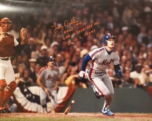 Lenny Dykstra Autographed 16x20 Photo Inscription Game 3 Lead Off HR 86 WS Champs ORANGE