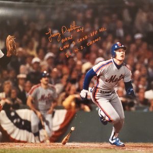 Lenny Dykstra Autographed 16x20 Photo Inscription Game 3 Lead Off HR 86 WS Champs ORANGE