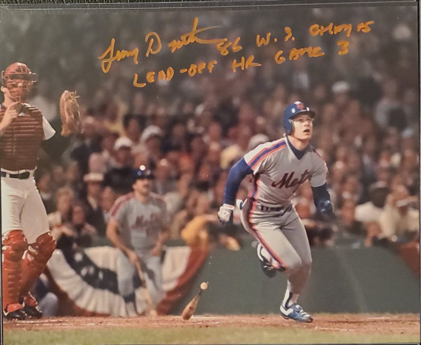 Lenny Dykstra Autographed 8x10 Photo Inscription 86 WS Champs Lead Off HR Game 3 ORANGE