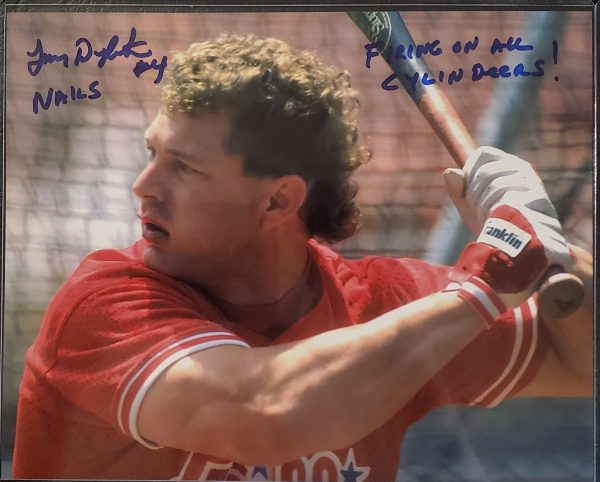 Lenny Dykstra Autographed 8x10 Photo Inscription Firing On All Cylinders
