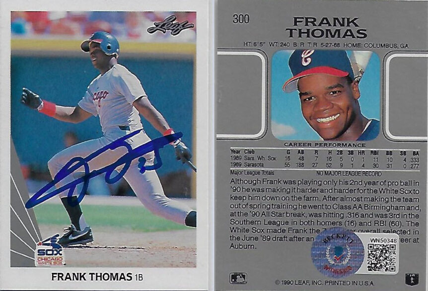 Frank Thomas 1990 Leaf #300 Autographed Card Beckett