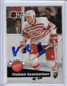 Vladimir Konstantinov 1991 Pro Set 533 Autographed Card ROOKIE