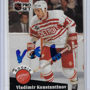 Vladimir Konstantinov 1991 Pro Set 533 Autographed Card ROOKIE
