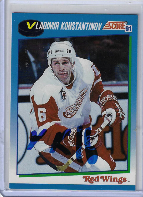 Vladimir Konstantinov 1991 Score Canadian 659 Autographed Card ROOKIE
