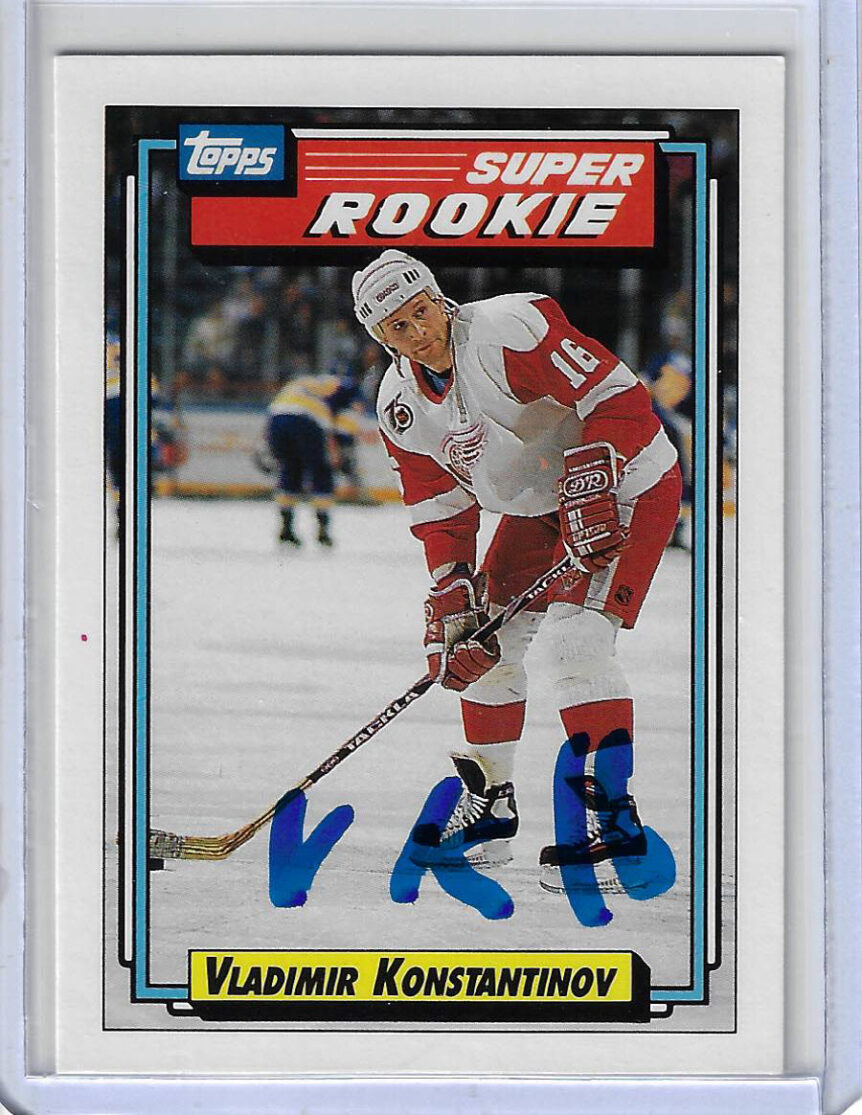Vladimir Konstantinov 1992 Topps 14 Autographed Card ROOKIE