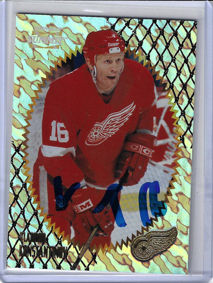 Vladimir Konstantinov 1996 Pinnacle Summit ICE 63 Autographed Card