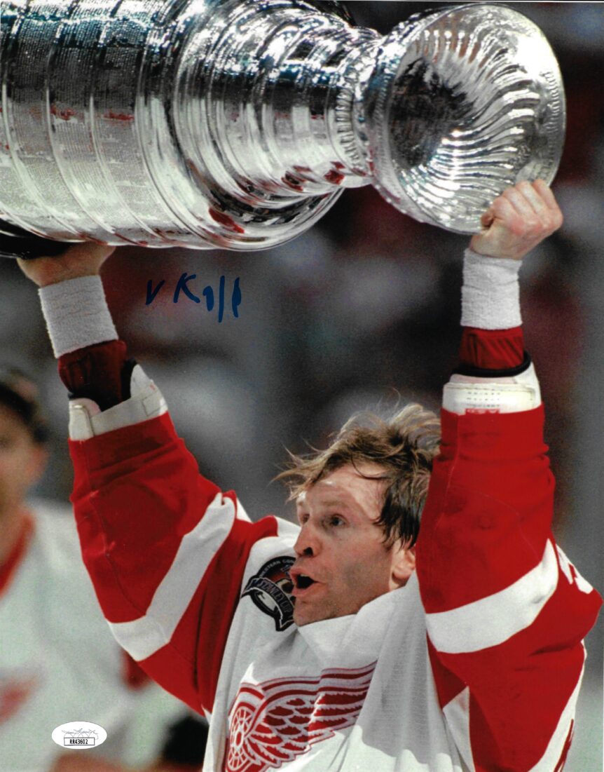 Vladimir Konstantinov Autographed 11x14 Photo CUP CLOSEUP