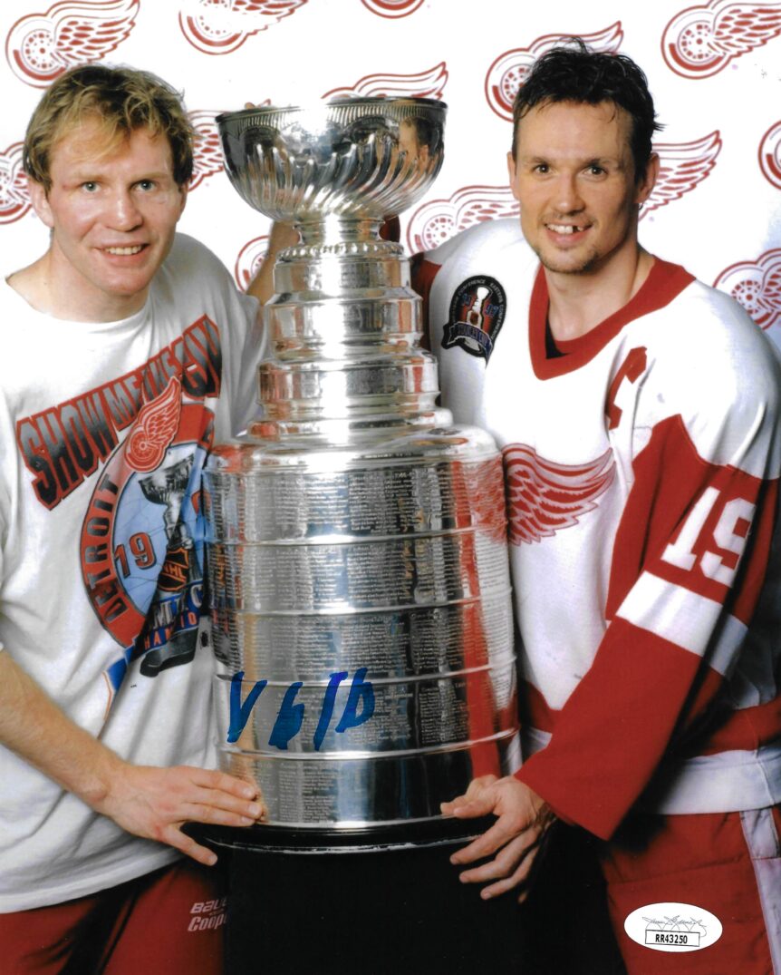 Vladimir Konstantinov Autographed 8x10 Photo w YZERMAN