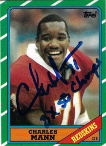 Charles Mann Autographed 1986 Topps Football ROOKIE Card Inscribed 3X SB Champs