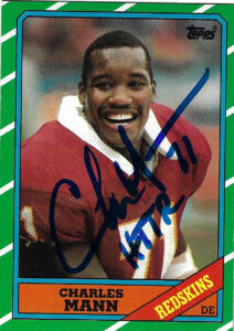 Charles Mann Autographed 1986 Topps Football ROOKIE Card Inscribed HTTR