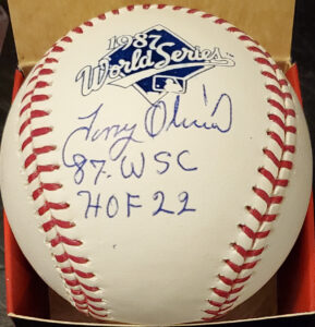 Tony Oliva Autographed 1987 World Series Ball with 87 WSC and HOF22 Inscriptions v1