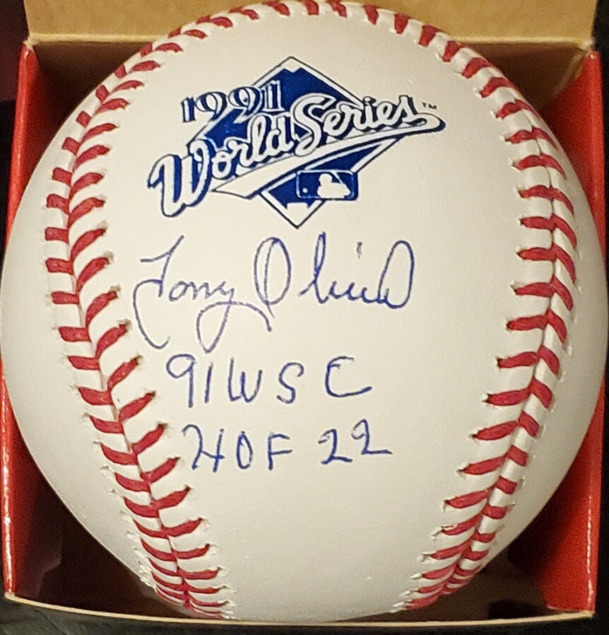 Tony Oliva Autographed 1991 World Series Ball with 91 WSC and HOF22 Inscriptions v1