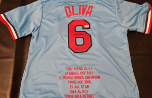 Tony Oliva Autographed Custom Blue Career Stat Jersey with HOF22 Inscription v1