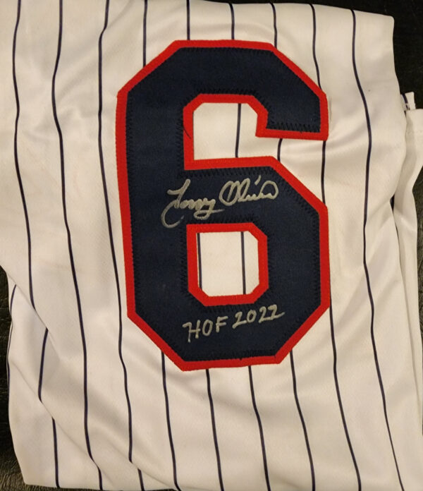 Tony Oliva Autographed Custom Pinstripe Career Stat Jersey with HOF2022 Inscription v4