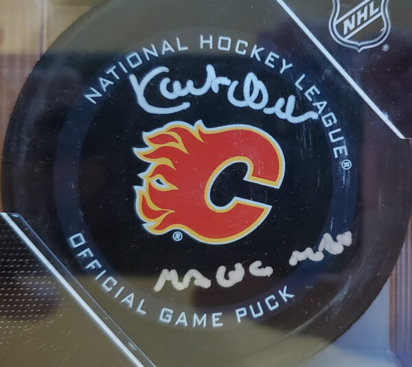 Kent Nilsson Autographed Calgary Flames Puck inscribed Magic Man