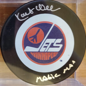 Kent Nilsson Autographed Winnipeg Jets Puck inscribed Magic Man