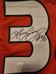 Lamar Thomas Autographed Custom Orange Miami Hurricanes Jersey 1