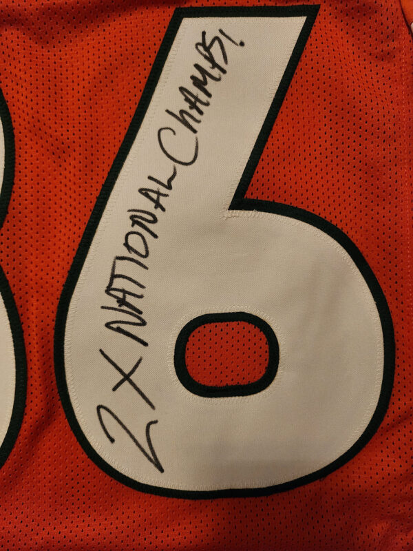Lamar Thomas Autographed Custom Orange Miami Hurricanes Jersey 2