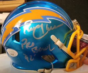 Ronnie Harmon Autographed Chargers Chrome Mini Helmet 92 Pro Bowl 1