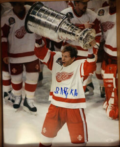 Vladimir Konstantinov Detroit Red Wings Autographed 16x20 Stanley Cup Photo RUSSIAN BLUE