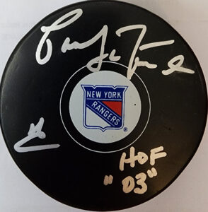Pat Lafontaine Autographed New York Rangers Puck