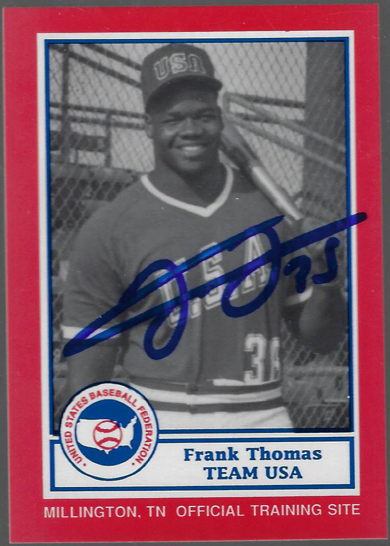Frank Thomas 1990 Pan Am Team USA Red BDK Autographed Rookie Card with JSA COA