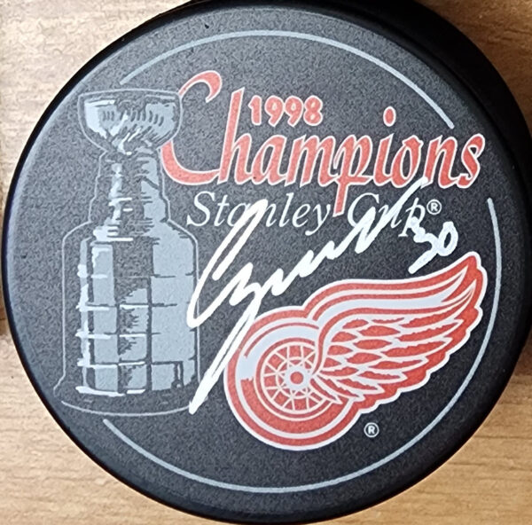 Chris Osgood Autographed 1998 Stanley Cup Puck SILVER