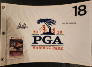 Collin Morikawa 2020 PGA Championship Embroidered Pin Flag Autographed and Inscribed