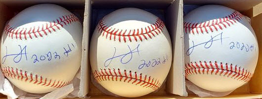Jackson Holliday Autographed OMLB Baseball inscribed 2022 #1 v2