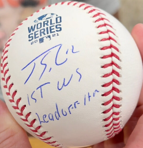 Jorge Soler Autographed 2021 Atlanta Braves World Series Baseball inscribed 1st WS Leadoff HR