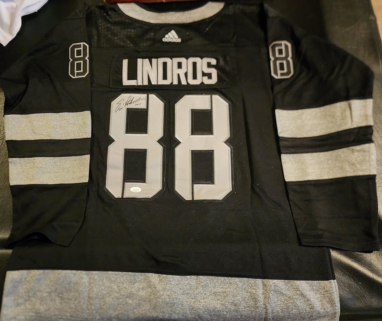 Eric Lindros Autographed Black 100th Anniversary Jersey v2
