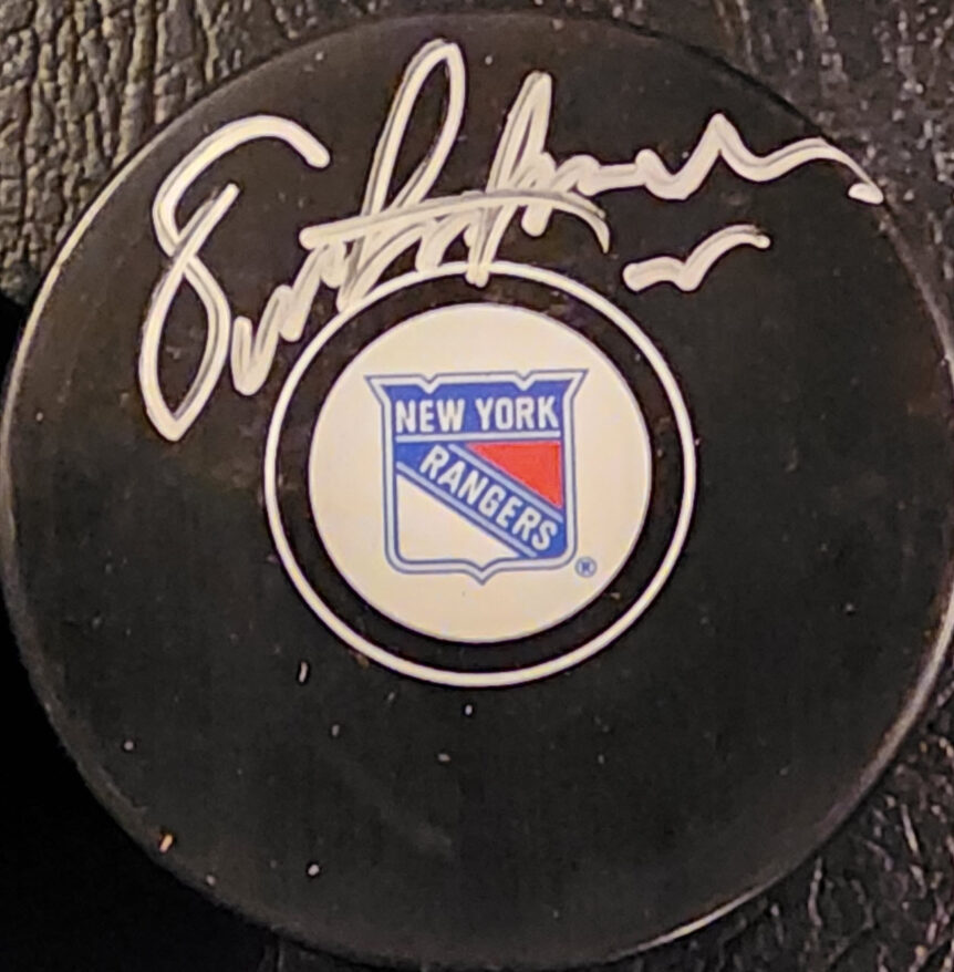 Eric Lindros Autographed New York Rangers Puck