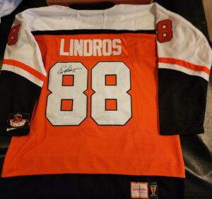 Eric Lindros Autographed Orange 1997 Stanley Cup Ccm Vintage Throwback Jersey v2