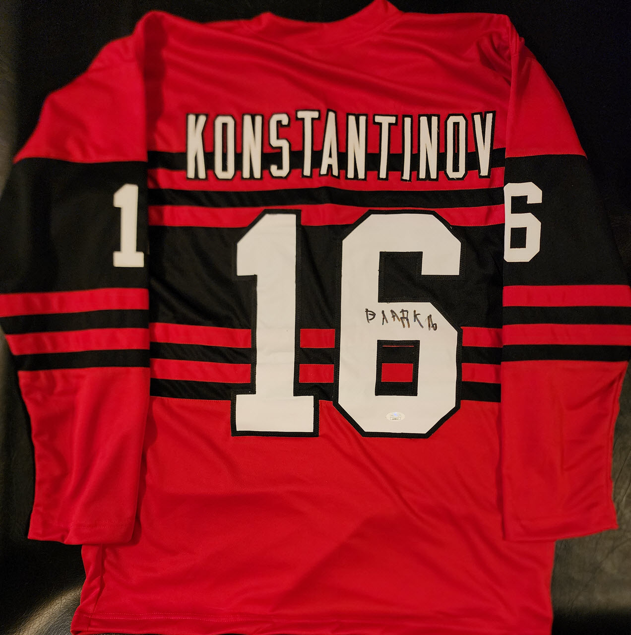 Vladimir Konstantinov Autographed Custom BLACK Red Wings Jersey JSA COA 1