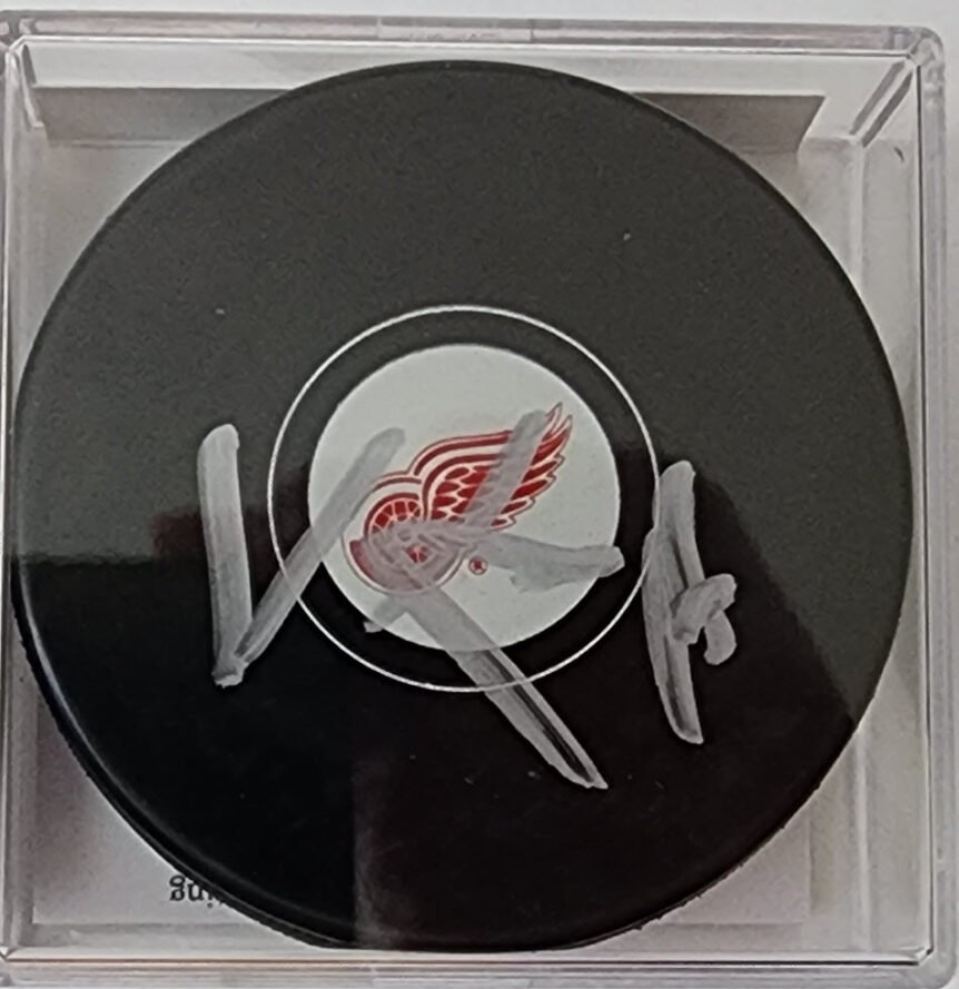 Vladimir Konstantinov Autographed Red Wings Puck JSA COA