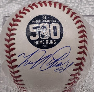 Miguel Cabrera Autographed Miggy 500 HR OMLB Baseball JSA COA v1
