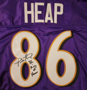 Todd Heap Autographed Custom Baltimore Purple Jersey inscribed Ring of Honor 2