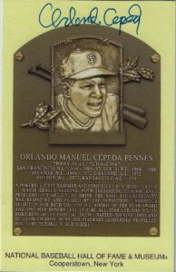 Orlando Cepeda Autographed HOF Post Card JSA COA