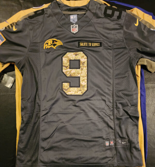 Justin Tucker Autographed Camo Salute to Service Jersey v3