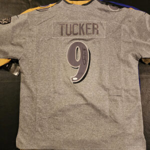 Justin Tucker Autographed Gray Jersey v1