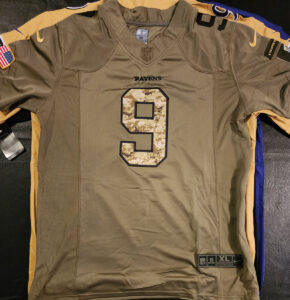 Justin Tucker Autographed Olive Drab Camo Jersey v3