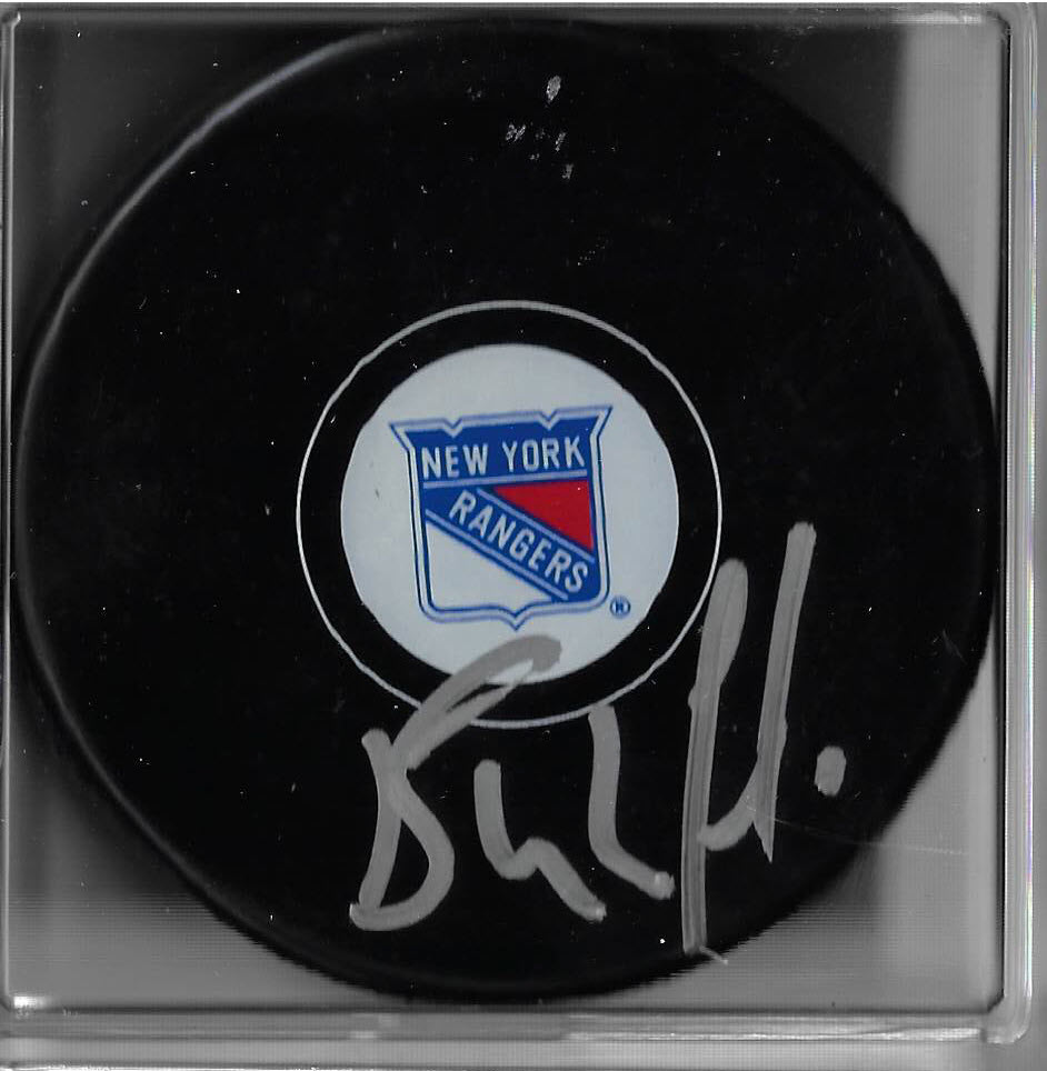 Bernie Nicholls Autographed New York Rangers Puck JSA COA