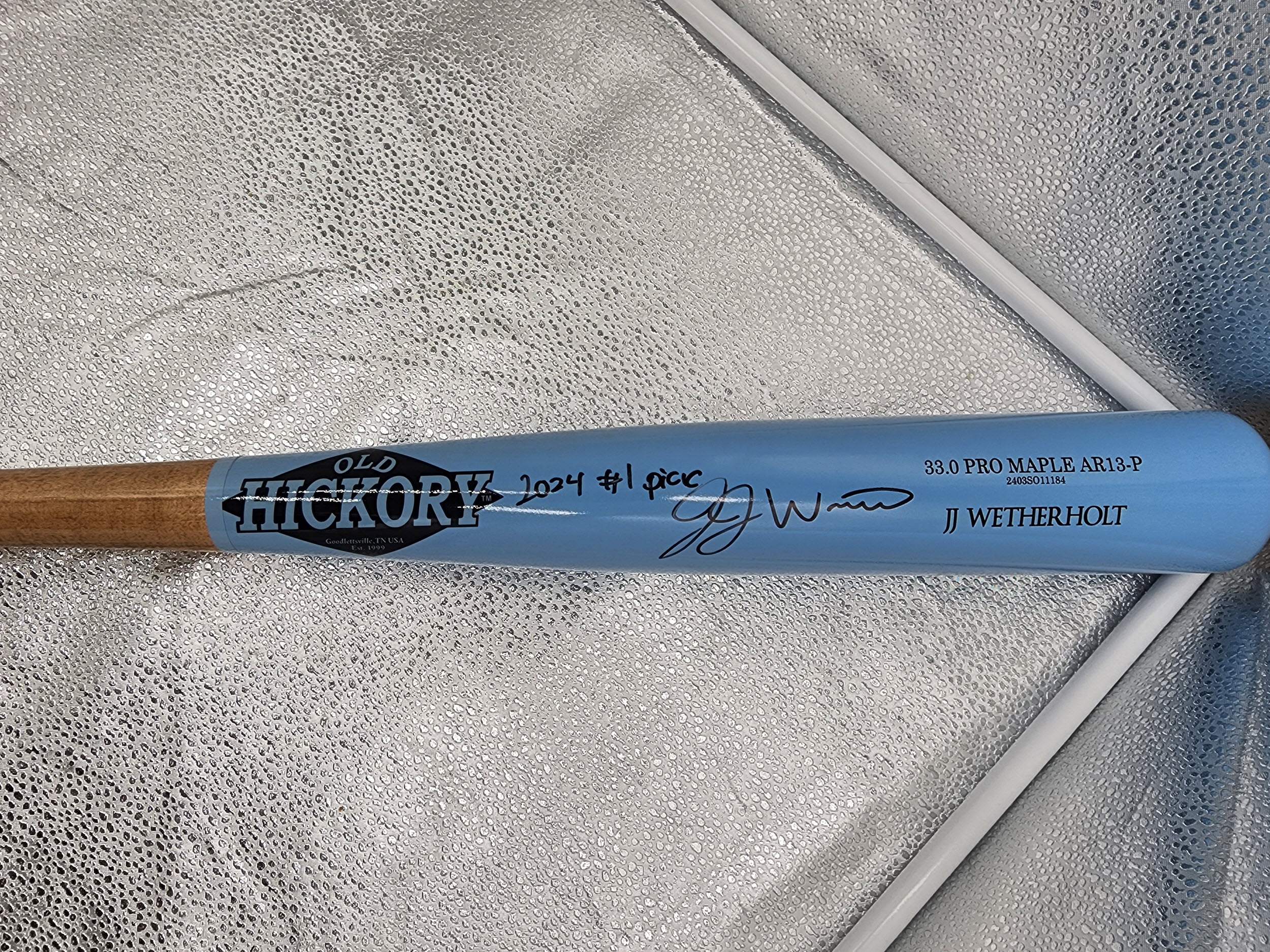 JJ Wetherholt Autographed Old Hickory Bat Inscribed 2024 #1 Pick v3