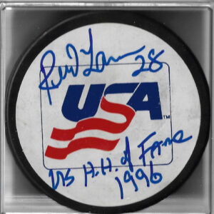 Reed Larson Autographed Team USA Puck JSA COA