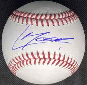 Christian Moore Autographed Rawlings OMLB Baseball Beckett Witnessed COA