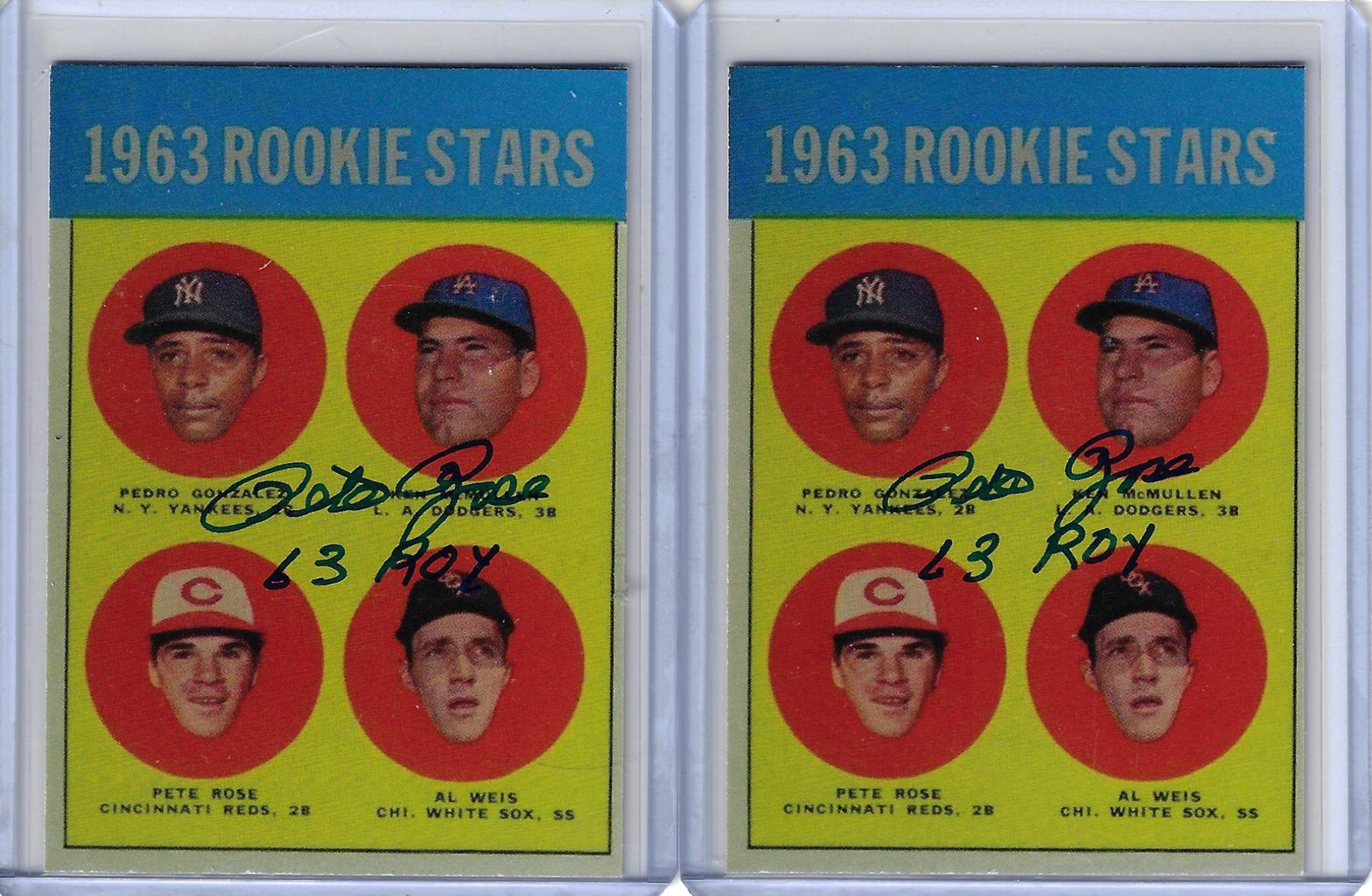 Pete Rose Autographed 1963 Topps Rookie Stars #537 Reprint Card JSA COA