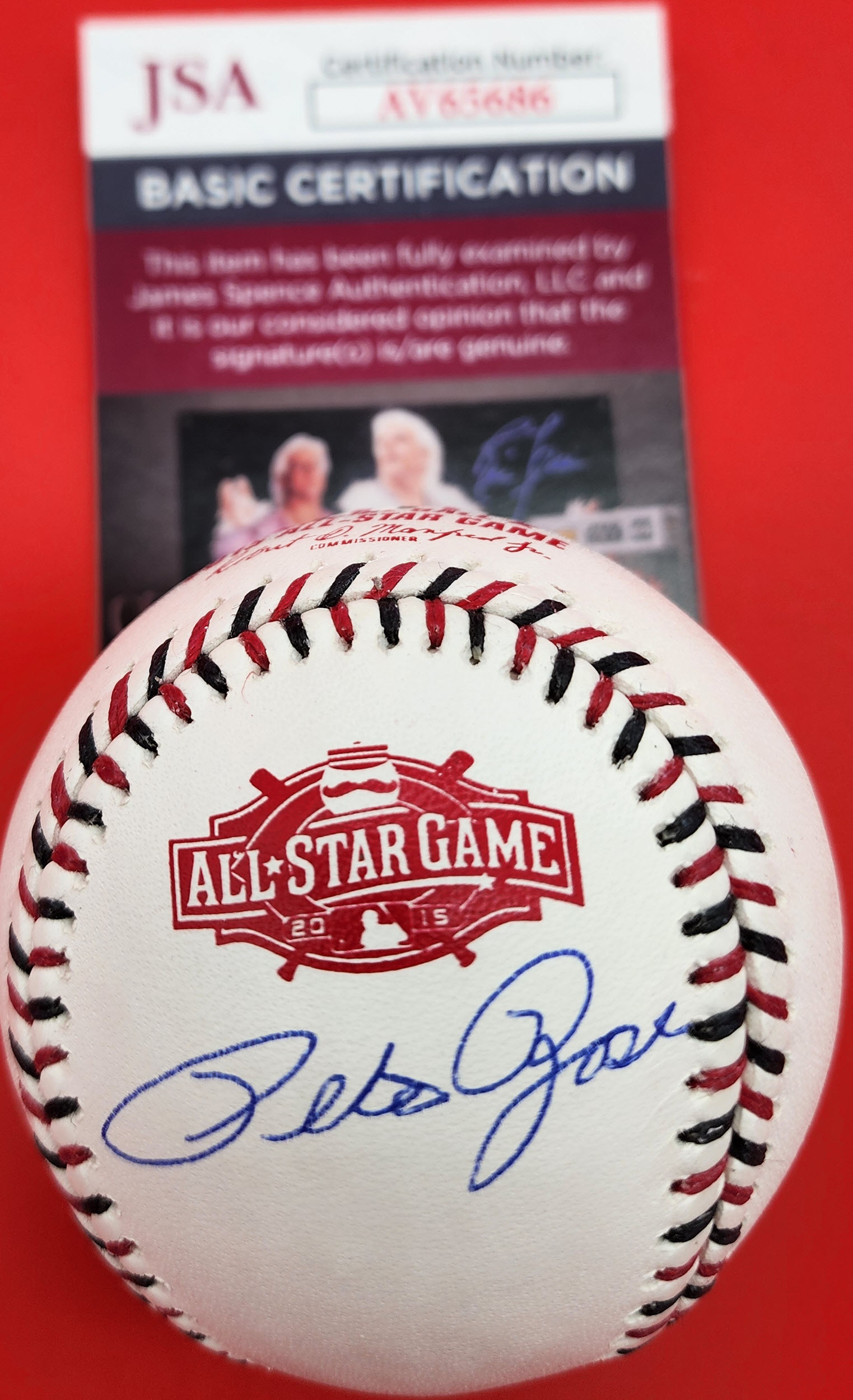 Pete Rose Autographed 2015 All Star Baseball LOGO JSA COA v1