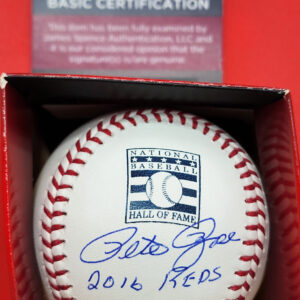 Pete Rose Autographed HOF Baseball Inscribed 2016 Reds HOF LOGO JSA COA v1