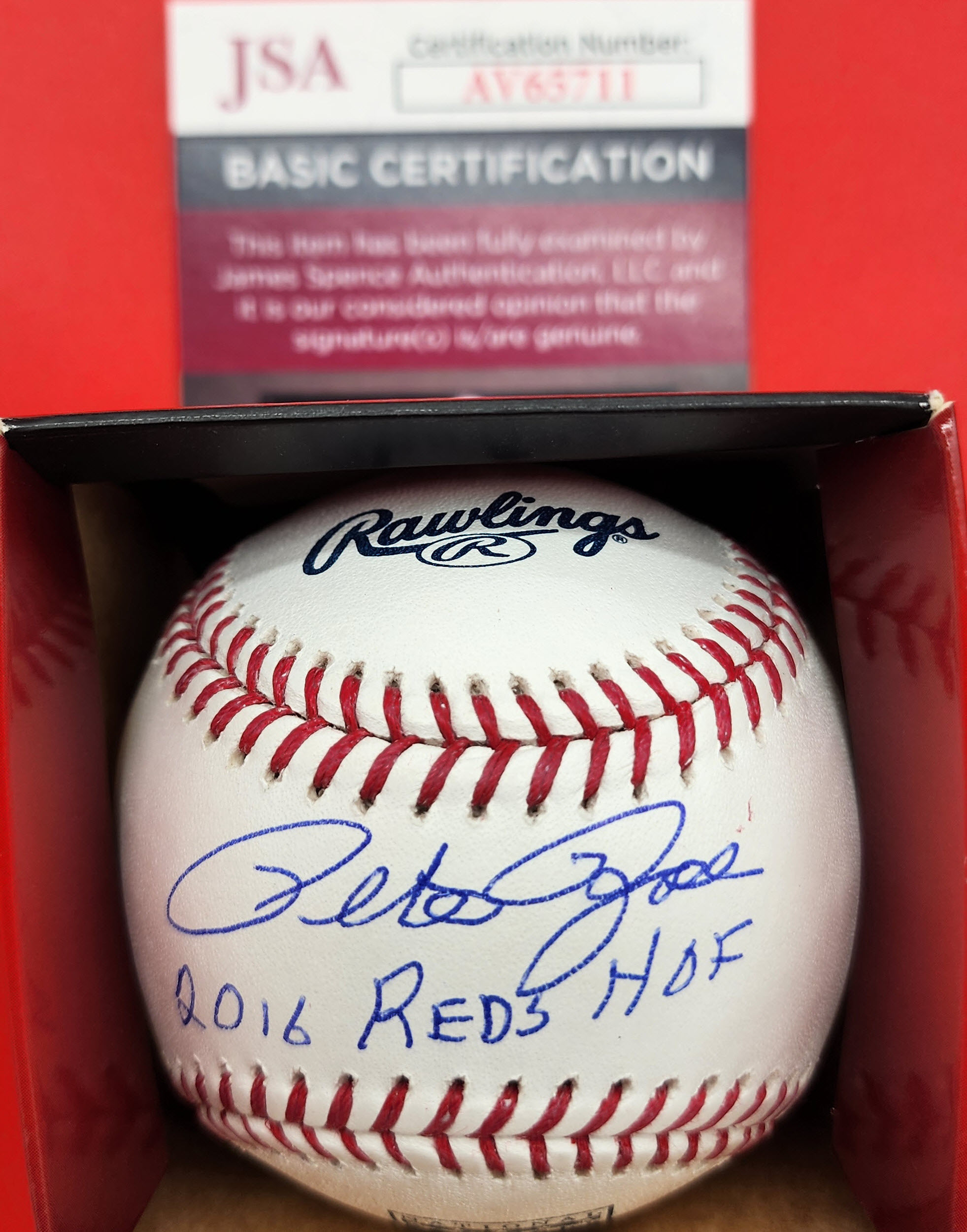 Pete Rose Autographed HOF Baseball Inscribed 2016 Reds HOF SWEET JSA COA v1